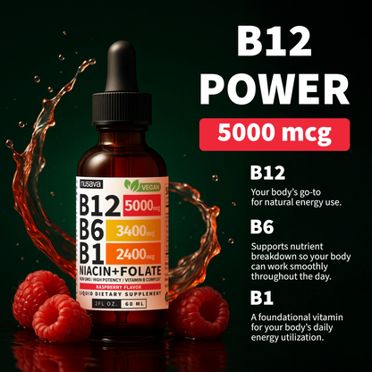 Vitamin B12 & B6 Liquid Drops – High-Potency Sublingual B-Complex with Methylcobalamin (2 Pack